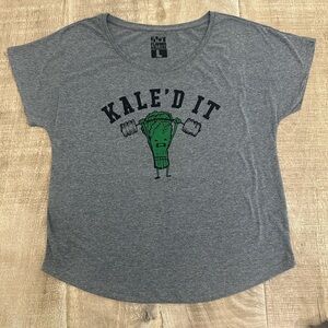 “Kale’d It” Pun Graphic Tee | Size L | Funny Fitness-Inspired Dolman T-Shirt